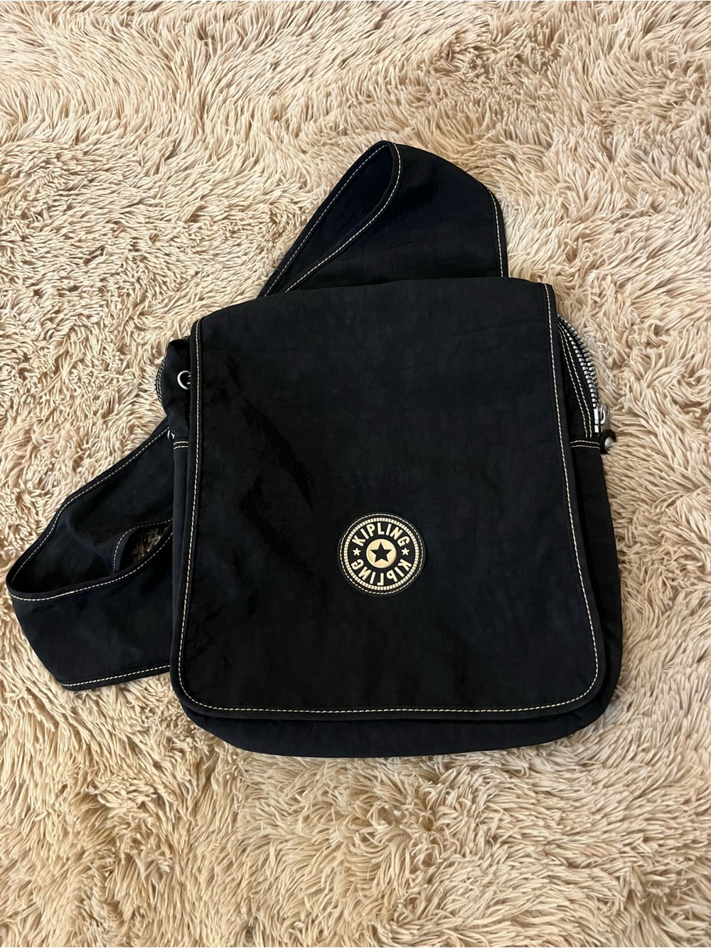Kipling Black Crossbody Messenger Sling Bag Large